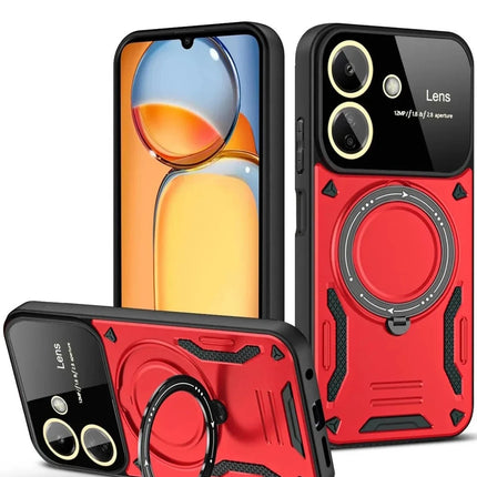 Xiaomi Redmi 13C Joy Lens Standlı Kapak Kılıf - Kırmızı