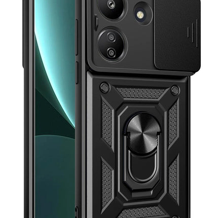 Xiaomi Redmi 13C Pars Lens Yüzüklü Silikon Kılıf - Siyah