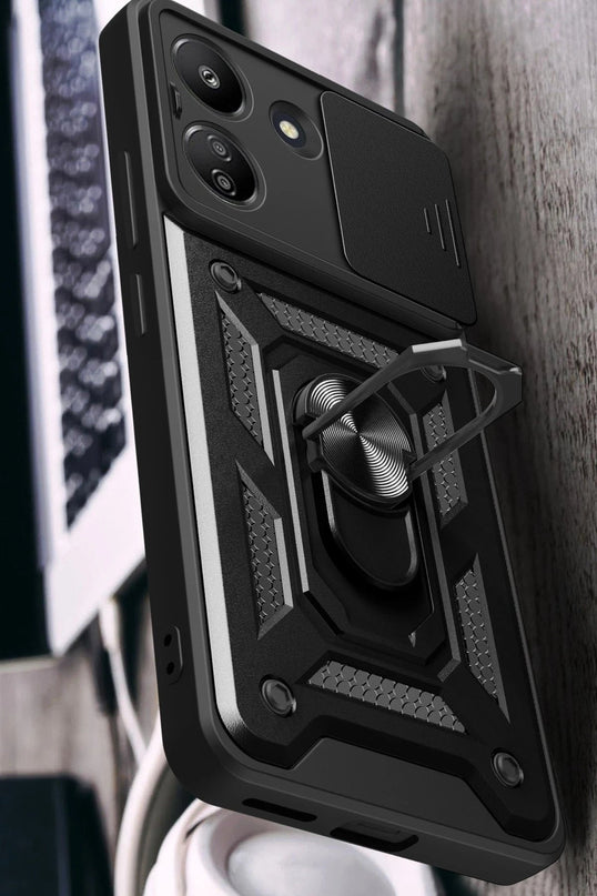 Xiaomi Redmi 13C Pars Lens Yüzüklü Silikon Kılıf - Siyah 4
