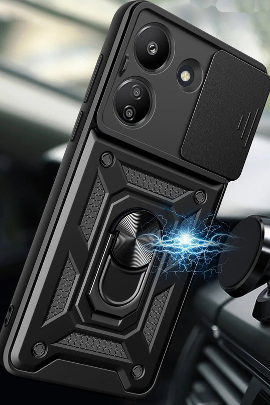 Xiaomi Redmi 13C Pars Lens Yüzüklü Silikon Kılıf - Kırmızı 3