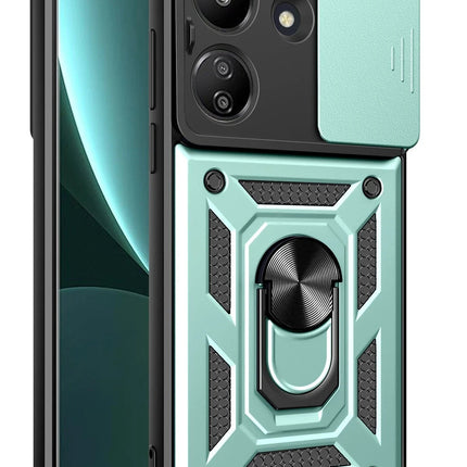 Xiaomi Redmi 13C Pars Lens Yüzüklü Silikon Kılıf - Yeşil