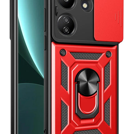 Xiaomi Redmi 13C Pars Lens Yüzüklü Silikon Kılıf - Kırmızı