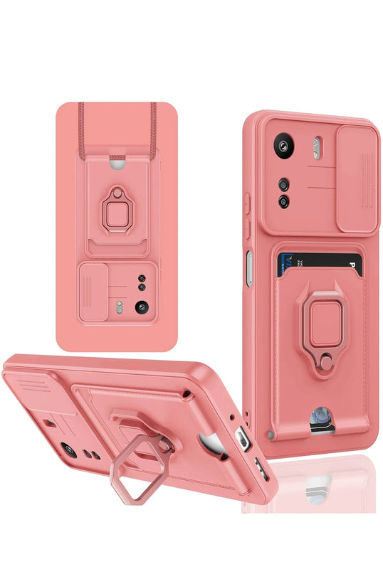 Xiaomi Redmi 13C Zuma Kartvizitli Yüzüklü Silikon Kılıf - Pembe