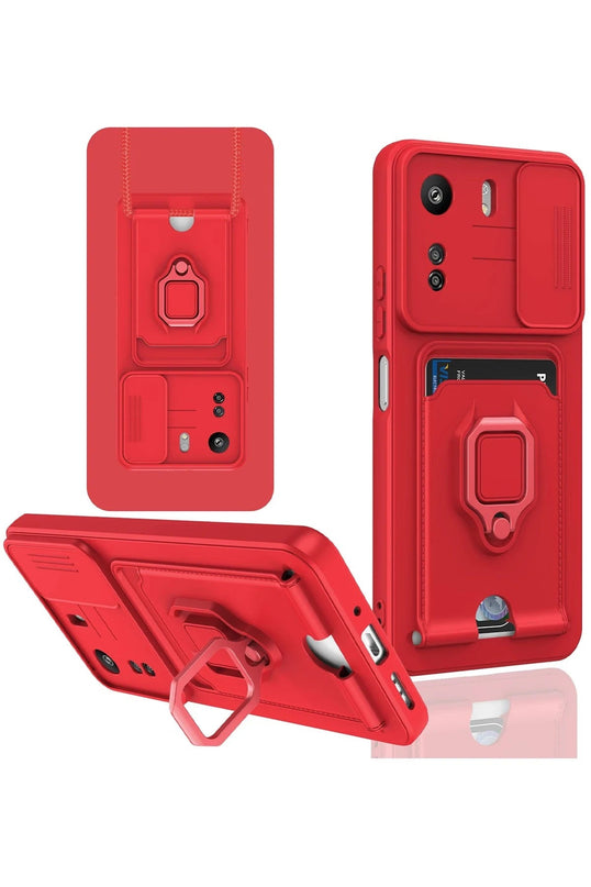 Xiaomi Redmi 13C Zuma Kartvizitli Yüzüklü Silikon Kılıf - Kırmızı