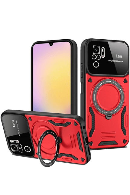 Xiaomi Redmi Note 10S Joy Lens Standlı Kapak Kılıf - Kırmızı