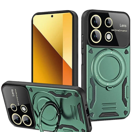 Xiaomi Redmi Note 13 4G Joy Lens Standlı Kapak Kılıf - Koyu Yeşil