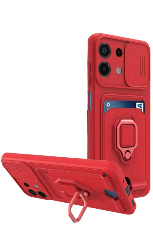 Xiaomi Redmi Note 13 4G Zuma Kartvizitli Yüzüklü Silikon Kılıf - Kırmızı