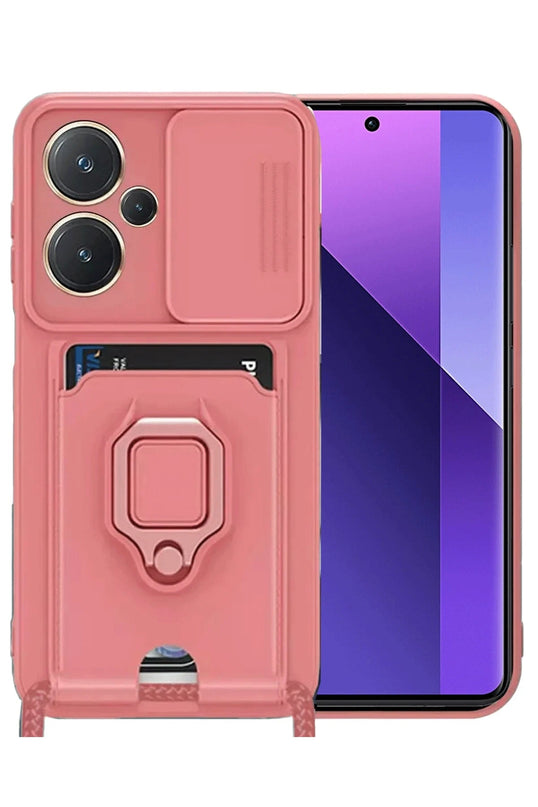 Xiaomi Redmi Note 13 Pro Plus Zuma Kartvizitli Yüzüklü Silikon Kılıf - Pembe