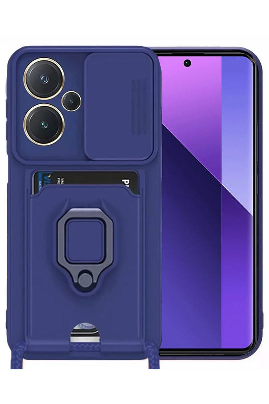 Xiaomi Redmi Note 13 Pro Plus Zuma Kartvizitli Yüzüklü Silikon Kılıf - Lacivert