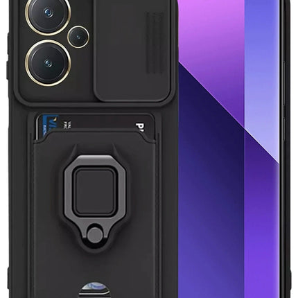 Xiaomi Redmi Note 13 Pro Plus Zuma Kartvizitli Yüzüklü Silikon Kılıf - Siyah