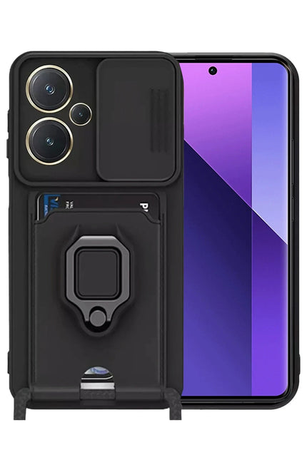 Xiaomi Redmi Note 13 Pro Plus Zuma Kartvizitli Yüzüklü Silikon Kılıf - Siyah