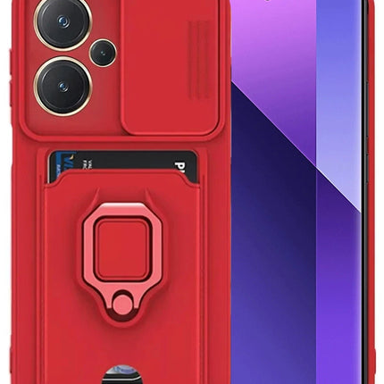 Xiaomi Redmi Note 13 Pro Plus Zuma Kartvizitli Yüzüklü Silikon Kılıf - Kırmızı