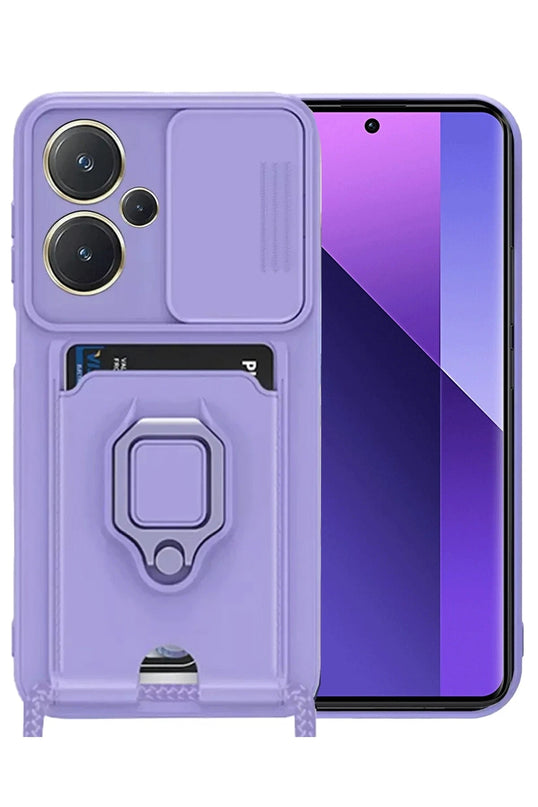 Xiaomi Redmi Note 13 Pro Plus Zuma Kartvizitli Yüzüklü Silikon Kılıf - Lila