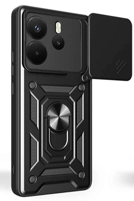 Xiaomi Redmi Note 14 4G Pars Lens Yüzüklü Silikon Kılıf - Siyah 2