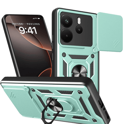 Xiaomi Redmi Note 14 4G Pars Lens Yüzüklü Silikon Kılıf - Yeşil