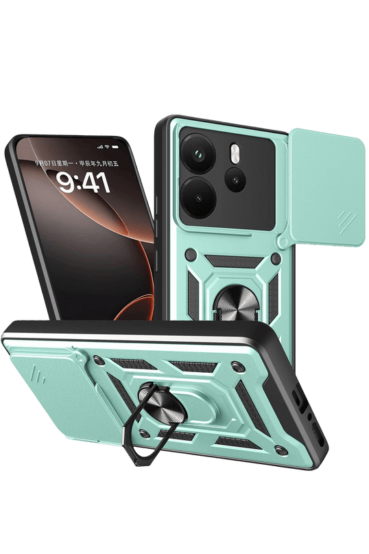 Xiaomi Redmi Note 14 4G Pars Lens Yüzüklü Silikon Kılıf - Yeşil