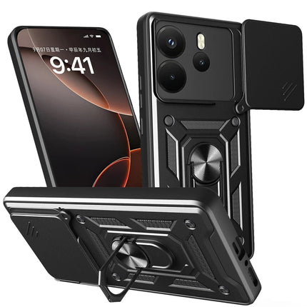 Xiaomi Redmi Note 14 4G Pars Lens Yüzüklü Silikon Kılıf - Siyah