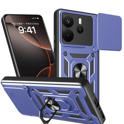 Xiaomi Redmi Note 14 4G Pars Lens Yüzüklü Silikon Kılıf - Lacivert