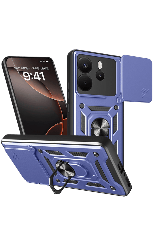 Xiaomi Redmi Note 14 4G Pars Lens Yüzüklü Silikon Kılıf - Lacivert