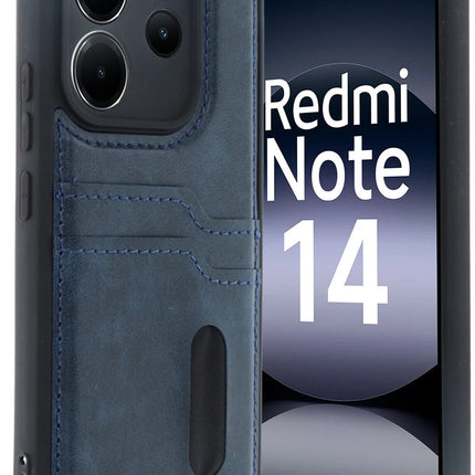 Xiaomi Redmi Note 14 4G Sara Kartvizitli Deri Kılıf - Lacivert
