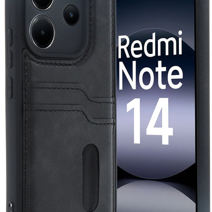 Xiaomi Redmi Note 14 4G Sara Kartvizitli Deri Kılıf - Siyah