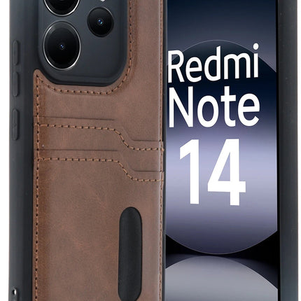 Xiaomi Redmi Note 14 4G Sara Kartvizitli Deri Kılıf - Taba