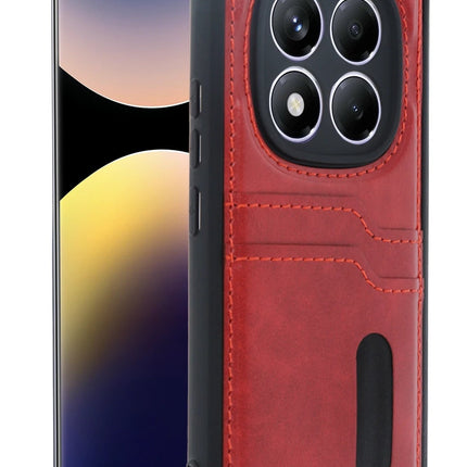 Xiaomi Redmi Note 14 Pro 4G Sara Kartvizitli Deri Kılıf - Kırmızı