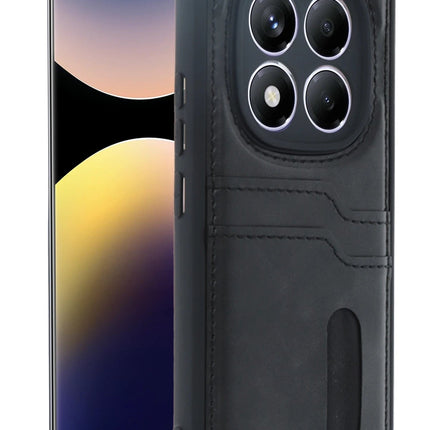 Xiaomi Redmi Note 14 Pro 4G Sara Kartvizitli Deri Kılıf - Siyah
