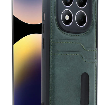 Xiaomi Redmi Note 14 Pro 4G Sara Kartvizitli Deri Kılıf - Koyu Yeşil