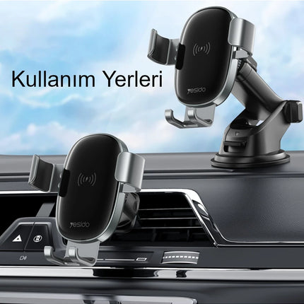 C123 Vantuzlu 15W Kablosuz Şarjlı Araç Tutucu 6