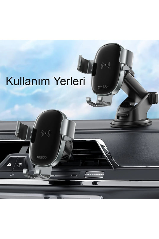 C123 Vantuzlu 15W Kablosuz Şarjlı Araç Tutucu 6