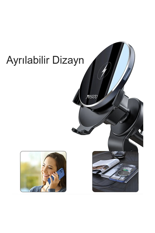 C131 Izgara Klipsli 15W Kablosuz Şarjlı Magsafe Araç Tutucu 8