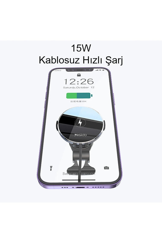 C131 Izgara Klipsli 15W Kablosuz Şarjlı Magsafe Araç Tutucu 5
