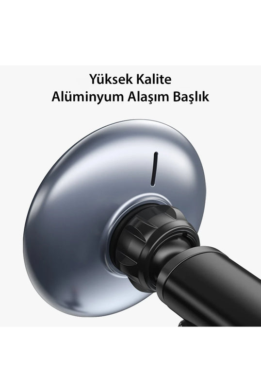 C132 15W Kablosuz Şarjlı Mıknatıslı Vantuzlu Ayarlanabilir Magsafe Araç Tutucu 9