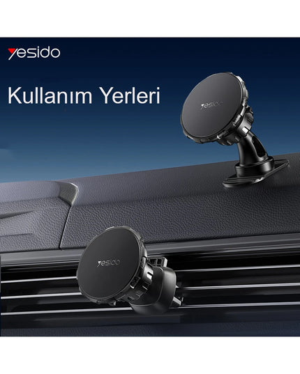 C153 2in1 Izgara Klipsli ve Yapışkanlı 360 Derece Ayarlanabilir Manyetik Magsafe Araç Tutucu 4