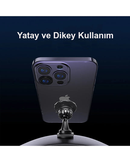 C153 2in1 Izgara Klipsli ve Yapışkanlı 360 Derece Ayarlanabilir Manyetik Magsafe Araç Tutucu 8