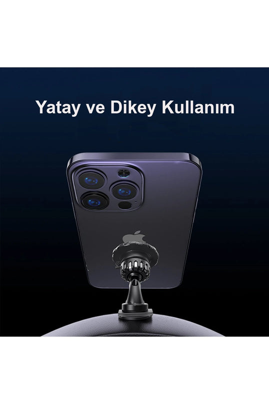 C153 2in1 Izgara Klipsli ve Yapışkanlı 360 Derece Ayarlanabilir Manyetik Magsafe Araç Tutucu 8