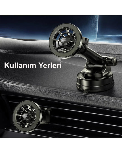 C158 2in1 Izgara Klipsli ve Vantuzlu 360 Derece Ayarlanabilir Manyetik Magsafe Araç Tutucu 4