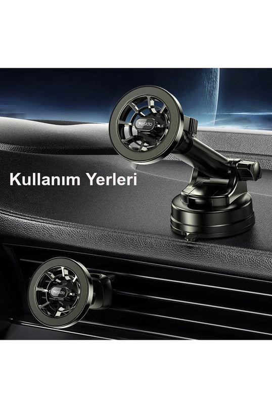 C158 2in1 Izgara Klipsli ve Vantuzlu 360 Derece Ayarlanabilir Manyetik Magsafe Araç Tutucu 4
