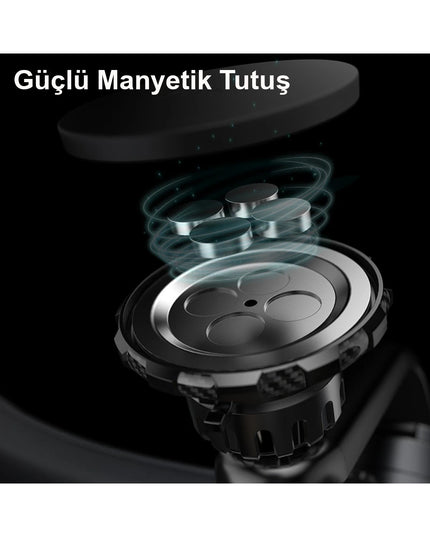 C159 2in1 Izgara Klipsli ve Yapışkanlı 360 Derece Ayarlanabilir Manyetik Magsafe Araç Tutucu 6