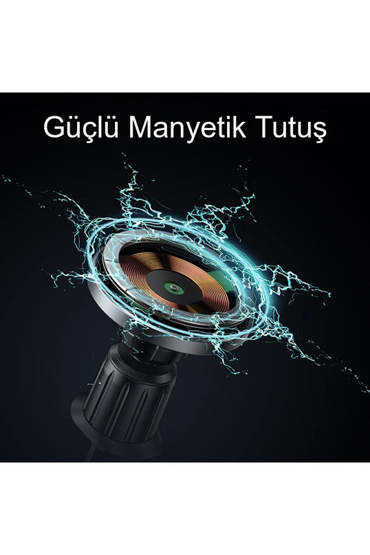 C190 Izgara Klipsli 15W Kablosuz Şarjlı Magsafe Araç Tutucu 3