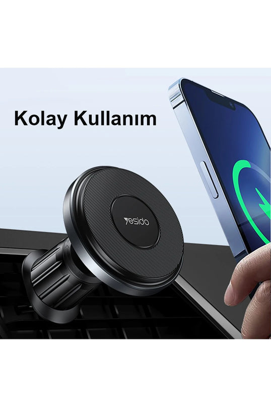 C190 Izgara Klipsli 15W Kablosuz Şarjlı Magsafe Araç Tutucu 6