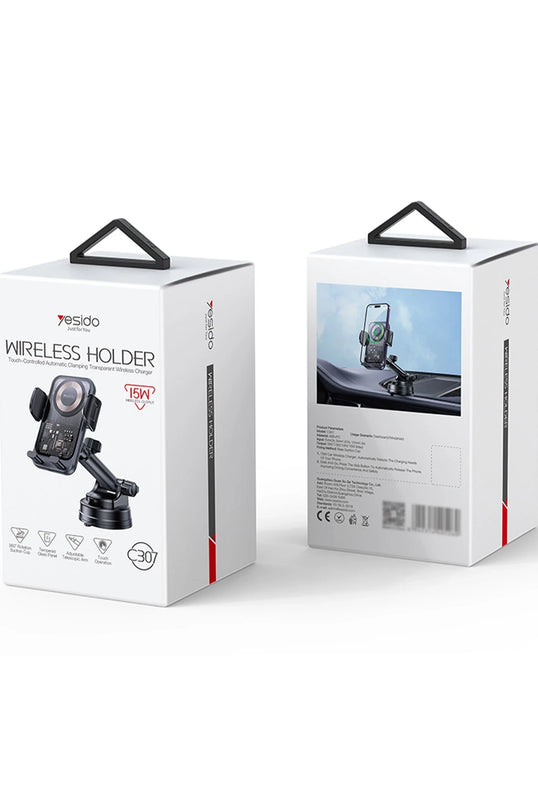 C307 Yapışkanlı 360 Derece Ayarlanabilir Cam Yüzeyli 15W Kablosuz Şarjlı Magsafe Araç Tutucu 6