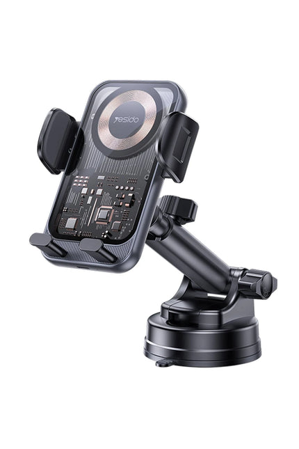 C307 Yapışkanlı 360 Derece Ayarlanabilir Cam Yüzeyli 15W Kablosuz Şarjlı Magsafe Araç Tutucu