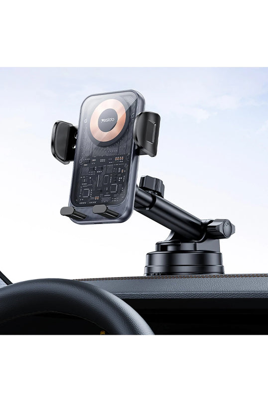 C307 Yapışkanlı 360 Derece Ayarlanabilir Cam Yüzeyli 15W Kablosuz Şarjlı Magsafe Araç Tutucu 2
