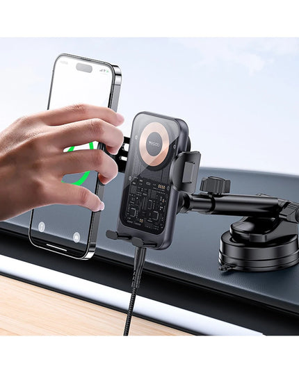 C307 Yapışkanlı 360 Derece Ayarlanabilir Cam Yüzeyli 15W Kablosuz Şarjlı Magsafe Araç Tutucu 3