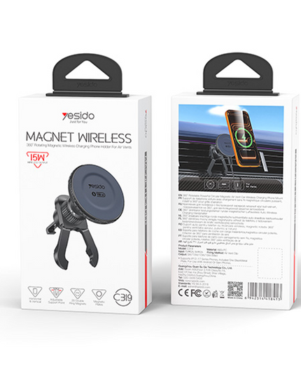 C319 Qi ve Magsafe Uyumlu 15W Hızlı Şarjlı Havalandırma Tipi Araç Tutucu 8