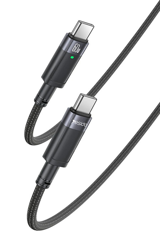 CA160 1.2M 60W Type-C to Type-C Otomatik Şarj Kesme Özellikli PD Hızlı Şarj Kablosu