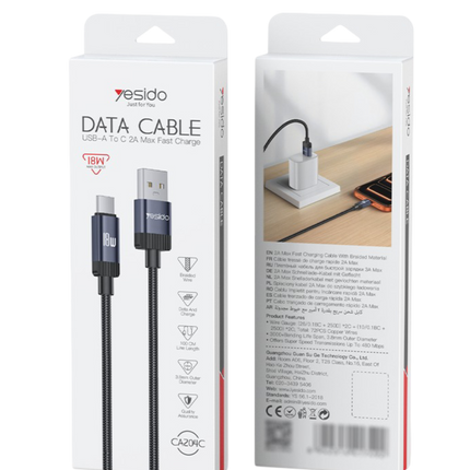 CA204C 18W Örgü USB-A to USB-C Data ve Şarj Kablosu 5