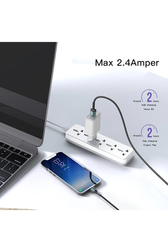CA74 1.2M 2.4A Hasırlı Usb to Lightning Hızlı Şarj Kablosu 2